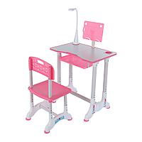 Растущая парта (стол) и растущий стул для дошкольника (подставка для книг, полка для канцтоваров) Розовый