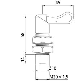 Фиксатор пружинный SG 1014, диаметр штифта 10 мм, ход 14 мм, Suer 215102717, фото 2