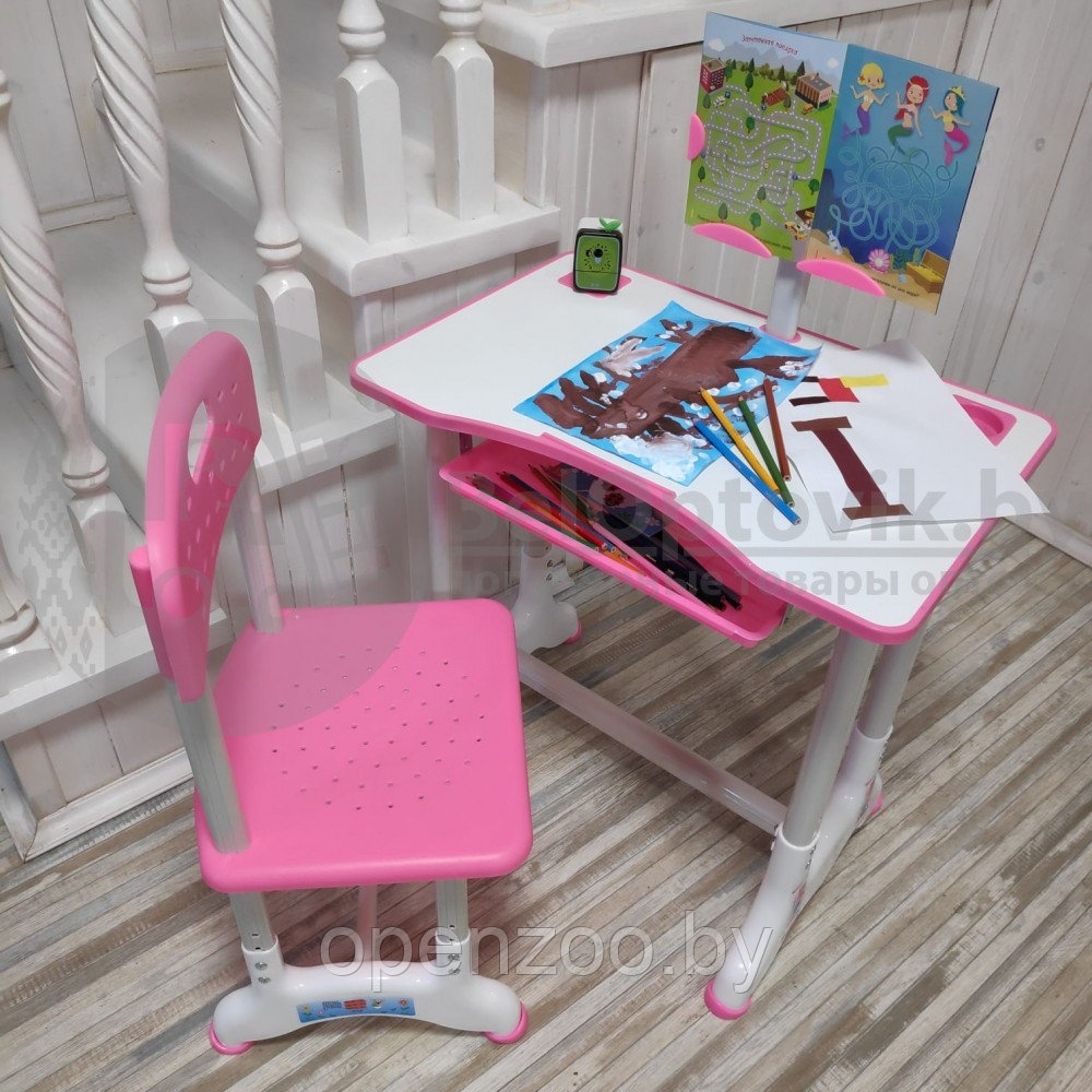 Растущая парта (стол) и растущий стул для дошкольника (подставка для книг, полка для канцтоваров) Синий - фото 6 - id-p148518420