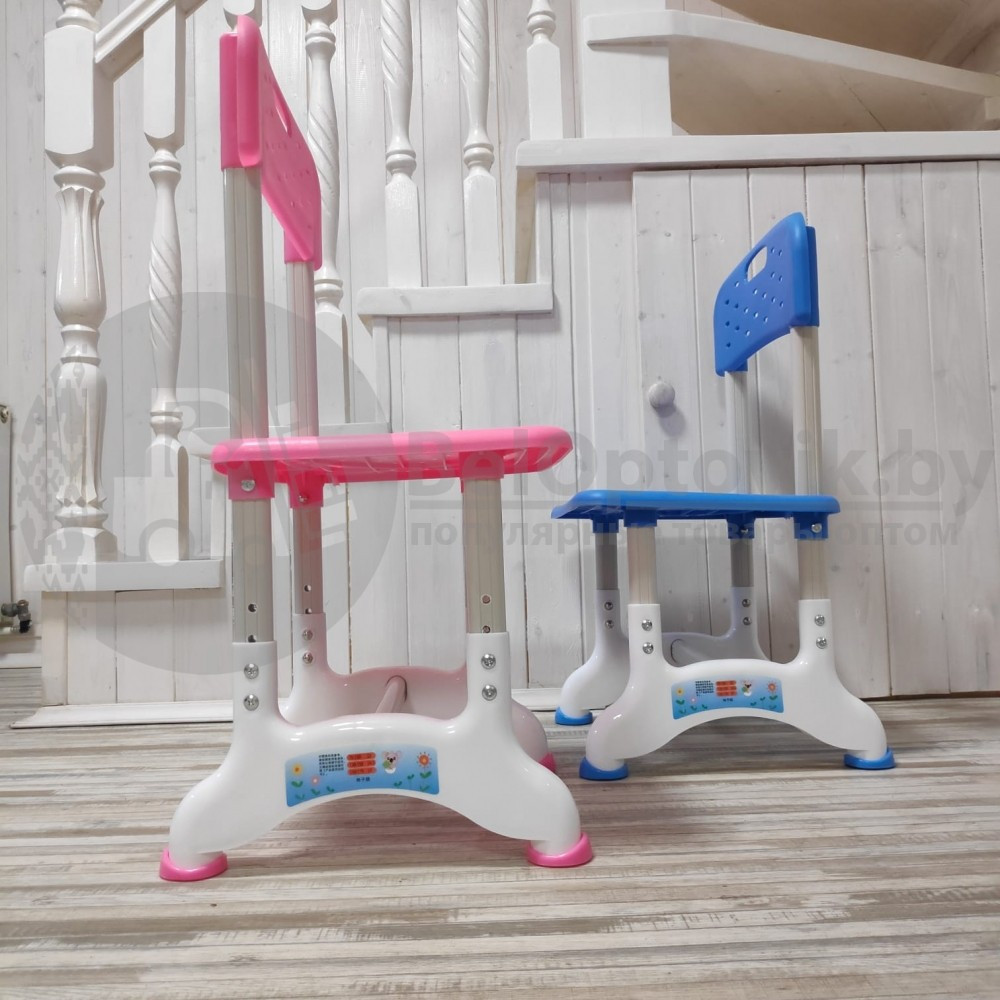Растущая парта (стол) и растущий стул для дошкольника (подставка для книг, полка для канцтоваров) Розовый - фото 10 - id-p148518737