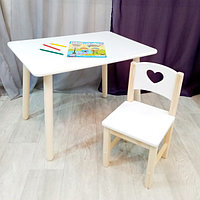 Комплект мебели для детей столик круглые ножки и стульчик. Столик со скругленными углами и стульчиком.