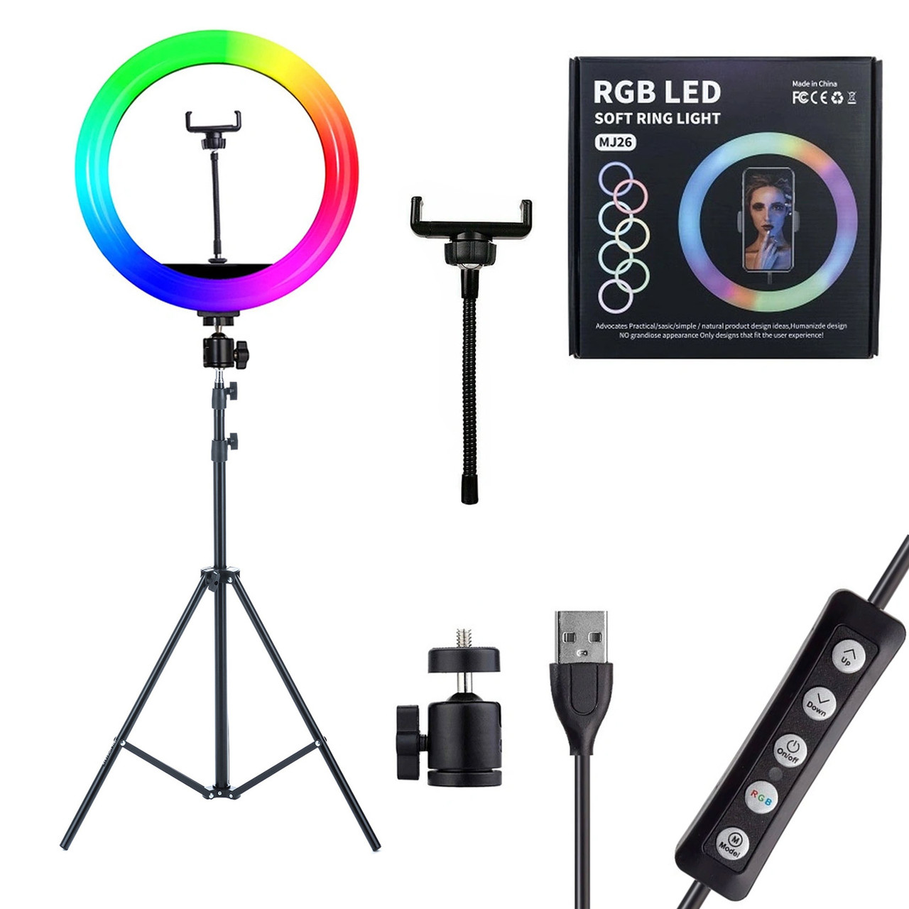 Светодиодная кольцевая лампа RGB LED MJ26