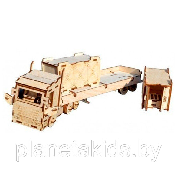 Конструктор деревянный "Грузовик с прицепом" +2 контейнера, арт. ТР-01 - фото 1 - id-p148633747