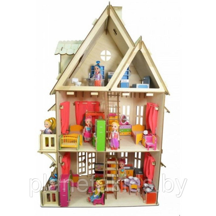Конструктор деревянный, Polly Eco дом, домик для кукол, "Кукольный домик", арт. pl-ДК-1 - фото 3 - id-p148642861