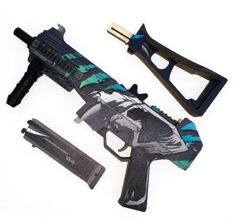 Деревянный Пистолет-пулемет VozWooden UMP-45 версия 1.6 Первобытный Саблезуб (резинкострел) - фото 3 - id-p148645458