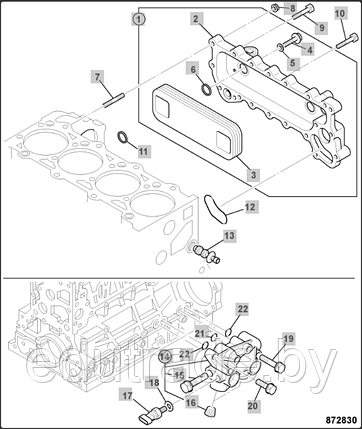 02/802282 Охладитель масла двигателя ISUZU. 8980853125/8980853120 Теплообменик в сборе, фото 2