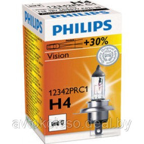 Лампа Philips галогенная Philips H4 12V 60/55 W P43t-38 Vision Up to +30% 12342PRC1 - фото 1 - id-p148645510