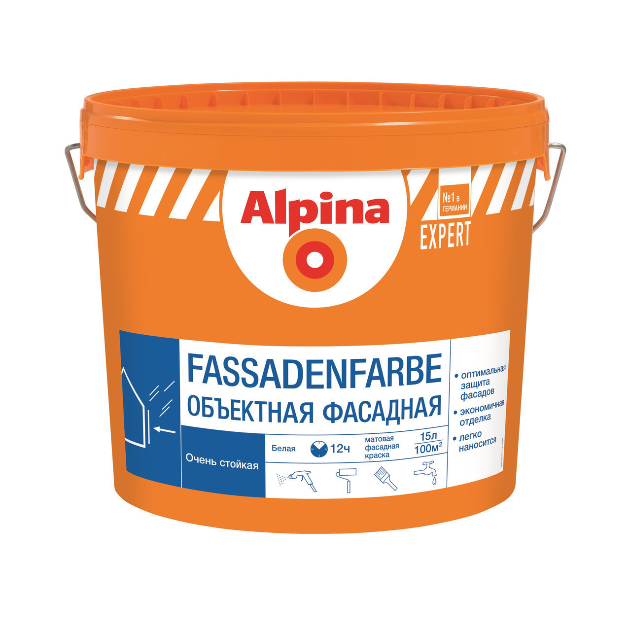 Краска фасадная Альпина Фасаденфарбе, Alpina Expert Fassadenfarbe белая 15 л, 23,3 кг - фото 1 - id-p148651057