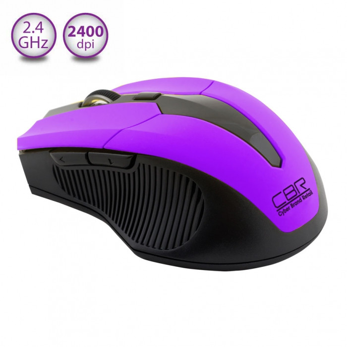 Беспроводная оптическая мышь CBR CM 547 Purple, 6 кнопок, 800-2400dpi - фото 2 - id-p12721264