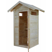 Туалет дачный деревянный "КомфортПром" с двускатной крышей
