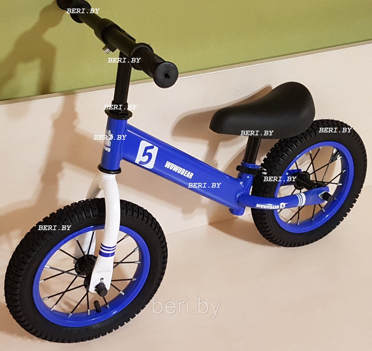 S-04 Беговел детский 12" , НАДУВНЫЕ колеса, руль и сидение регулируется, от 2 лет, синий - фото 1 - id-p135606793