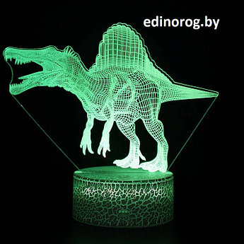 Светильник 3D Динозавр Спинозавр, 7 режимов.