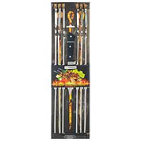 Шампуры уголком, 6 штук, толщина 1,5 мм, нож, размер 58,5 х 1 см, МИКС