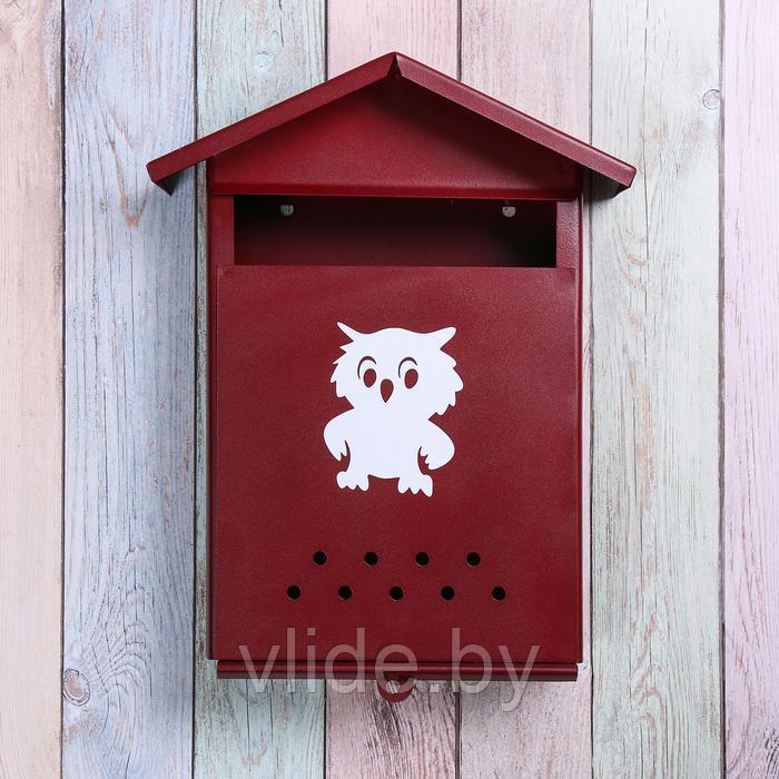 Ящик почтовый без замка (с петлёй), вертикальный, «Домик», бордовый - фото 2 - id-p148736335