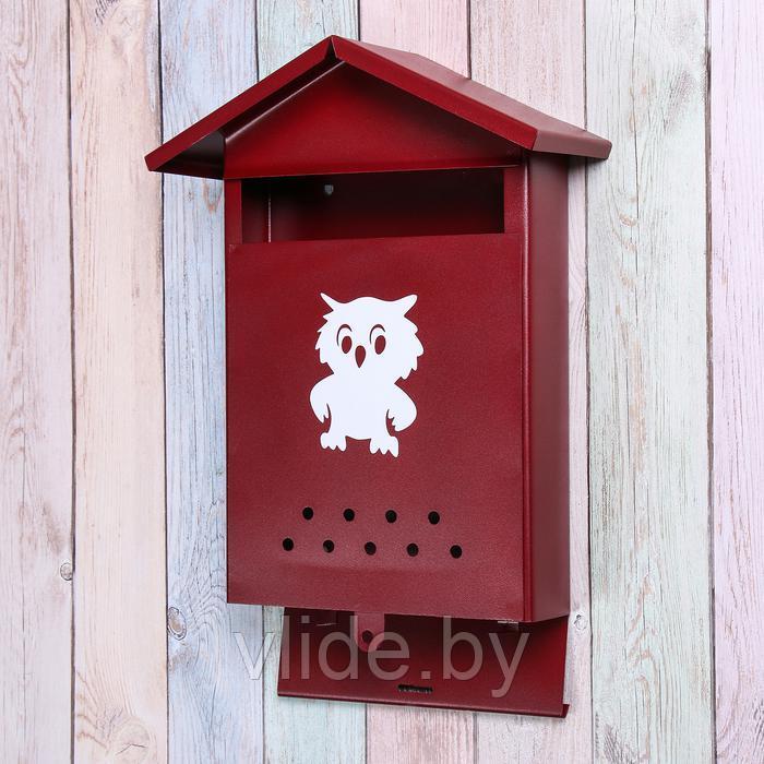 Ящик почтовый без замка (с петлёй), вертикальный, «Домик», бордовый - фото 3 - id-p148736335