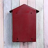 Ящик почтовый без замка (с петлёй), вертикальный, «Домик», бордовый, фото 5