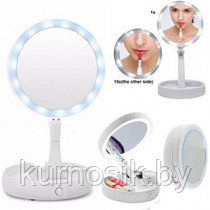 Зеркало-трансформер складное двойное для макияжа с LED подсветкой, круглое поворотное зеркало