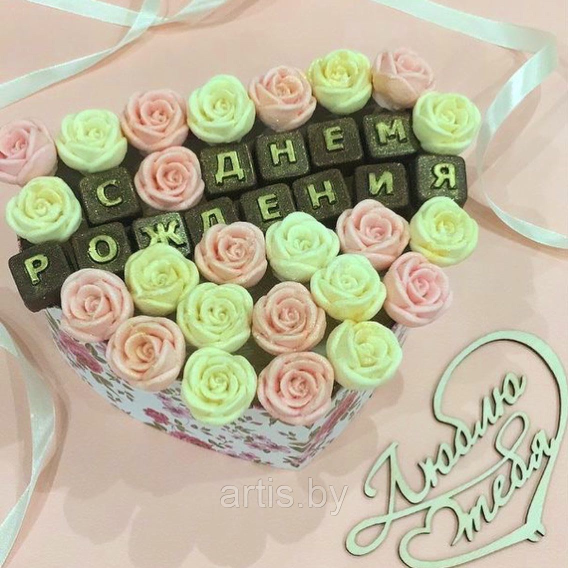 Шоколадные розы в коробках "Шоколадное сердце" (ручная работа). - фото 10 - id-p144796311