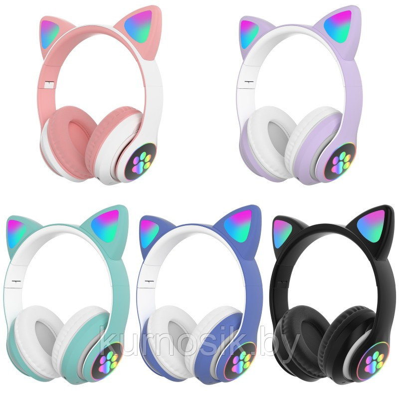 Беспроводные 5.0 bluetooth наушники с ушками Светящиеся Кошачьи ушки ...