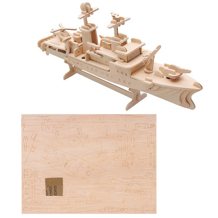Пазл деревянный 3D 3 пластины с деталями "Боевой корабль" - фото 3 - id-p148769200