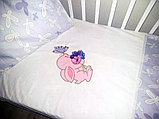 Плед Жирафы + ясельное постельное белье Baby Time сатин с аппликацией Зайчик с бабочкой, фото 2