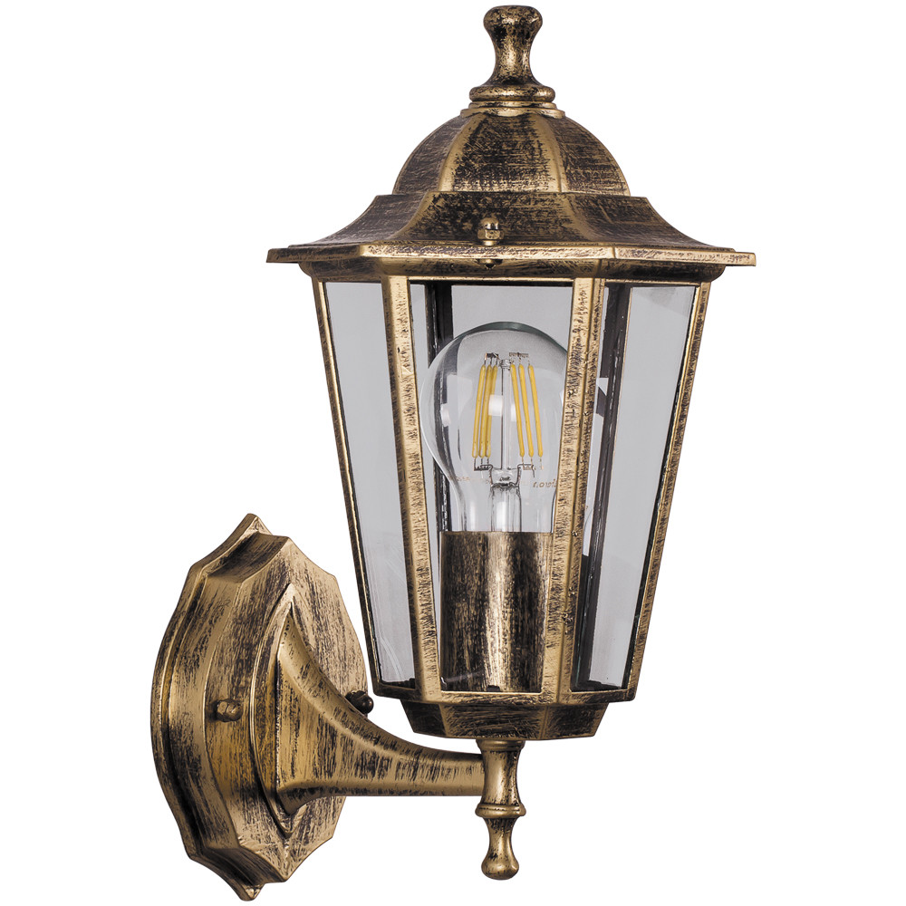 Настенный уличный светильник бра FERON 6201 1*100W, E27, 230V, IP44, цвет черное золото