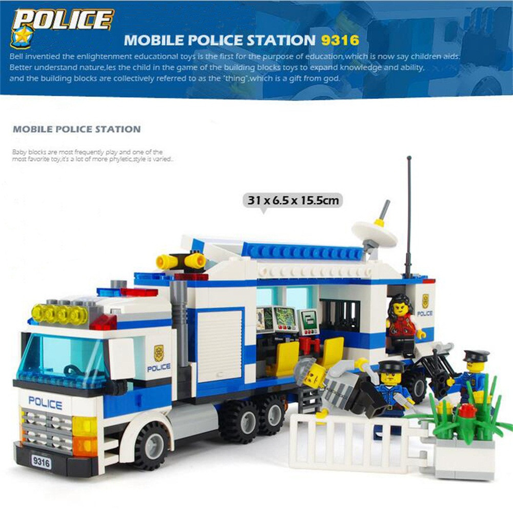 Детский конструктор Gudi арт. 9316 Полицейский фургон участок машинка из серия Полиция аналог Лего сити - фото 2 - id-p148772884