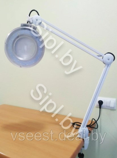 Лампа лупа косметическая SiPL LED на струбцине с крышкой Белая - фото 2 - id-p148776535