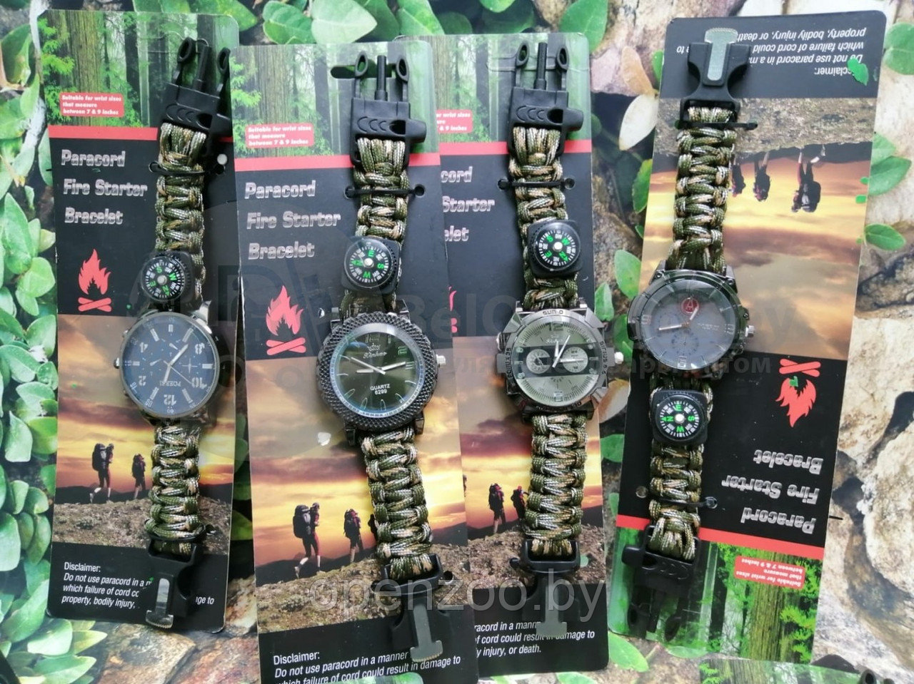 Тактические часы с браслетом из паракорда XINHAO 13, POERSI бронза циферблат, хаки браслет - фото 4 - id-p148806052