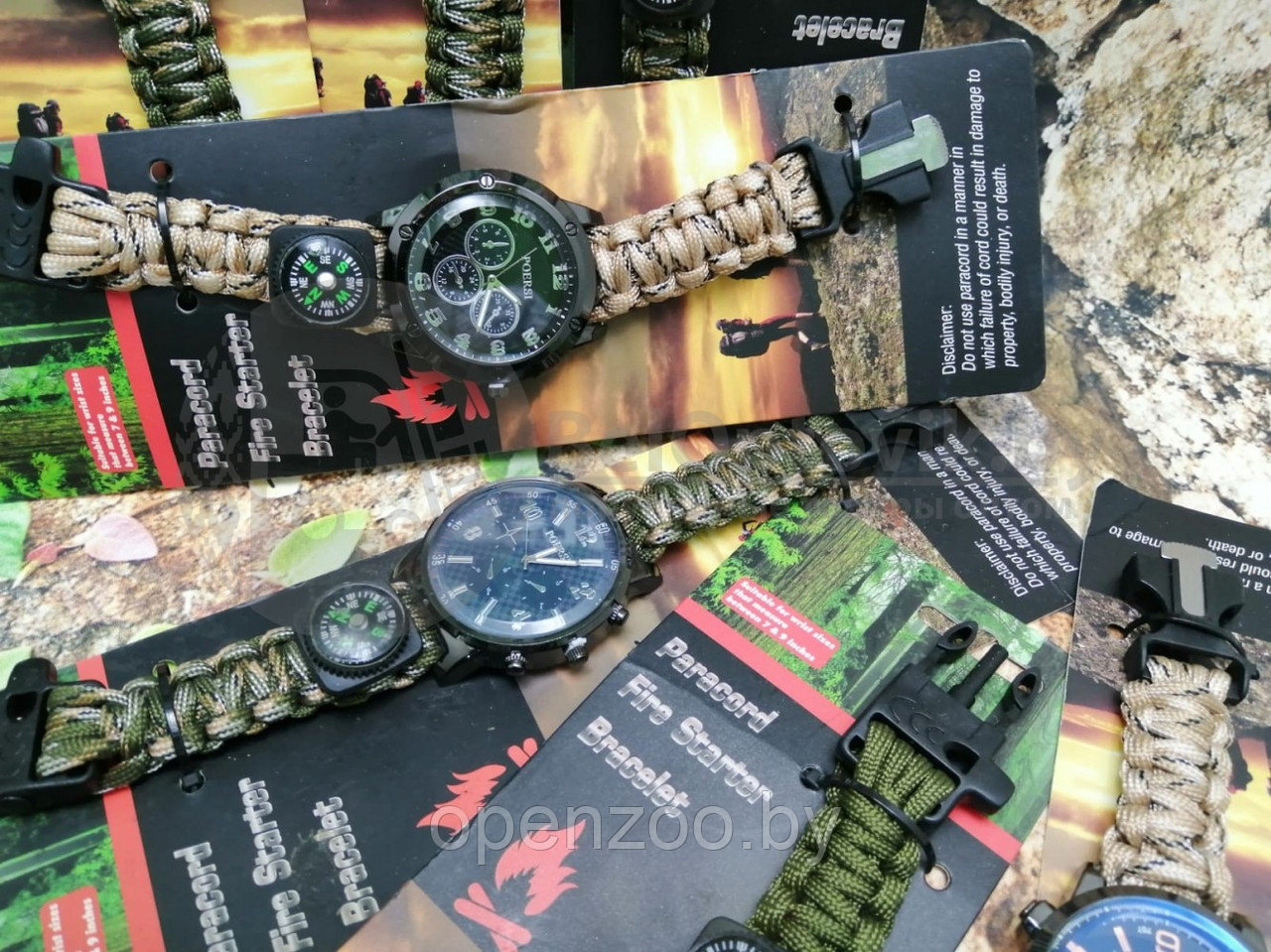 Тактические часы с браслетом из паракорда XINHAO 13, POERSI бронза циферблат, хаки браслет - фото 5 - id-p148806052