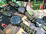 Тактические часы с браслетом из паракорда XINHAO  11, POERSI синий циферблат, хаки  браслет, фото 6