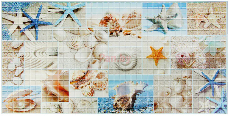 Панель ПВХ (пластиковая) листовая АртДекАрт Мозаика Пляж 955х480х3.2
