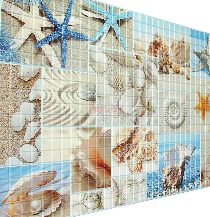 Панель ПВХ (пластиковая) листовая АртДекАрт Мозаика Пляж 955х480х3.2 - фото 2 - id-p91816644