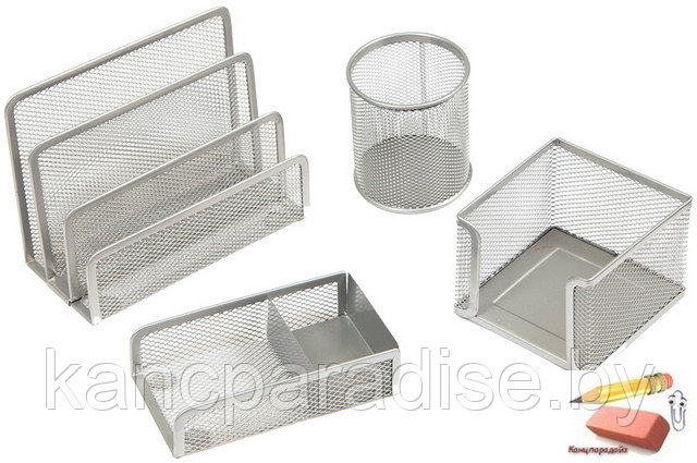 Настольный набор из металла Berlingo Steel&Style, 4 предмета, серебристый - фото 1 - id-p148821079