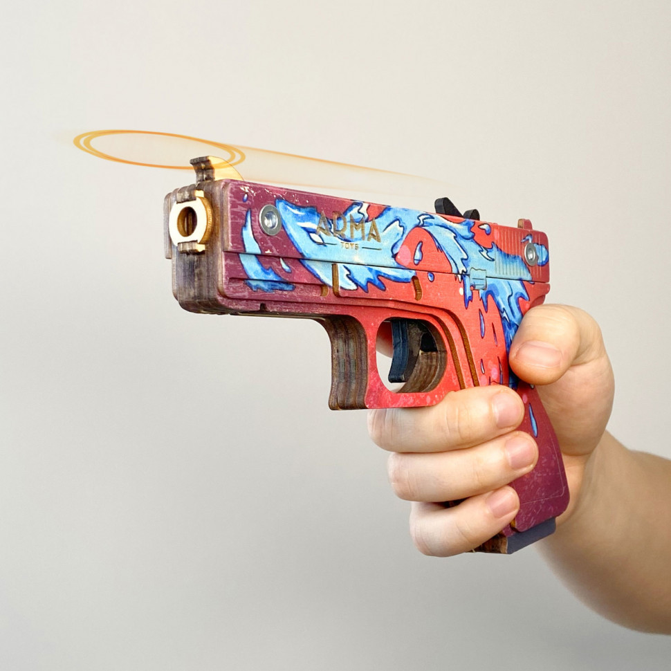 Пистолет «Глок» из игры CS:GO в скине «Дух воды» (деревянный резинкострел) ARMA - фото 3 - id-p148835142