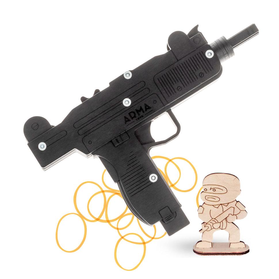 Пистолет-пулемет (автомат) «Узи», игрушка-резинкострел из дерева ARMA - фото 1 - id-p148835228