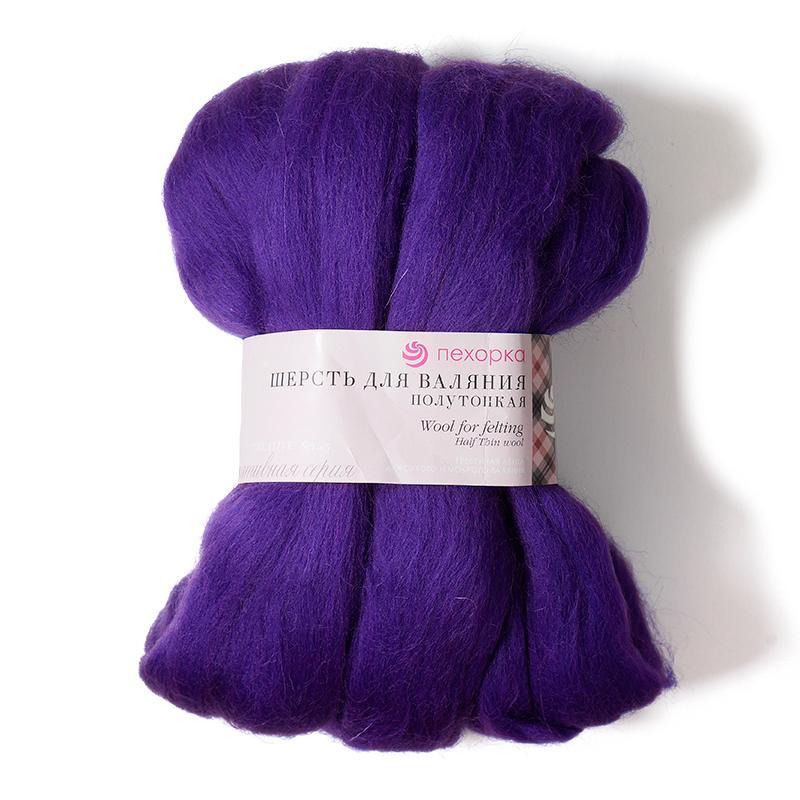 Шерсть для валяния полутонкая 50г ("Пехорский текстиль") 698 т.фиолетовый - фото 1 - id-p148857485
