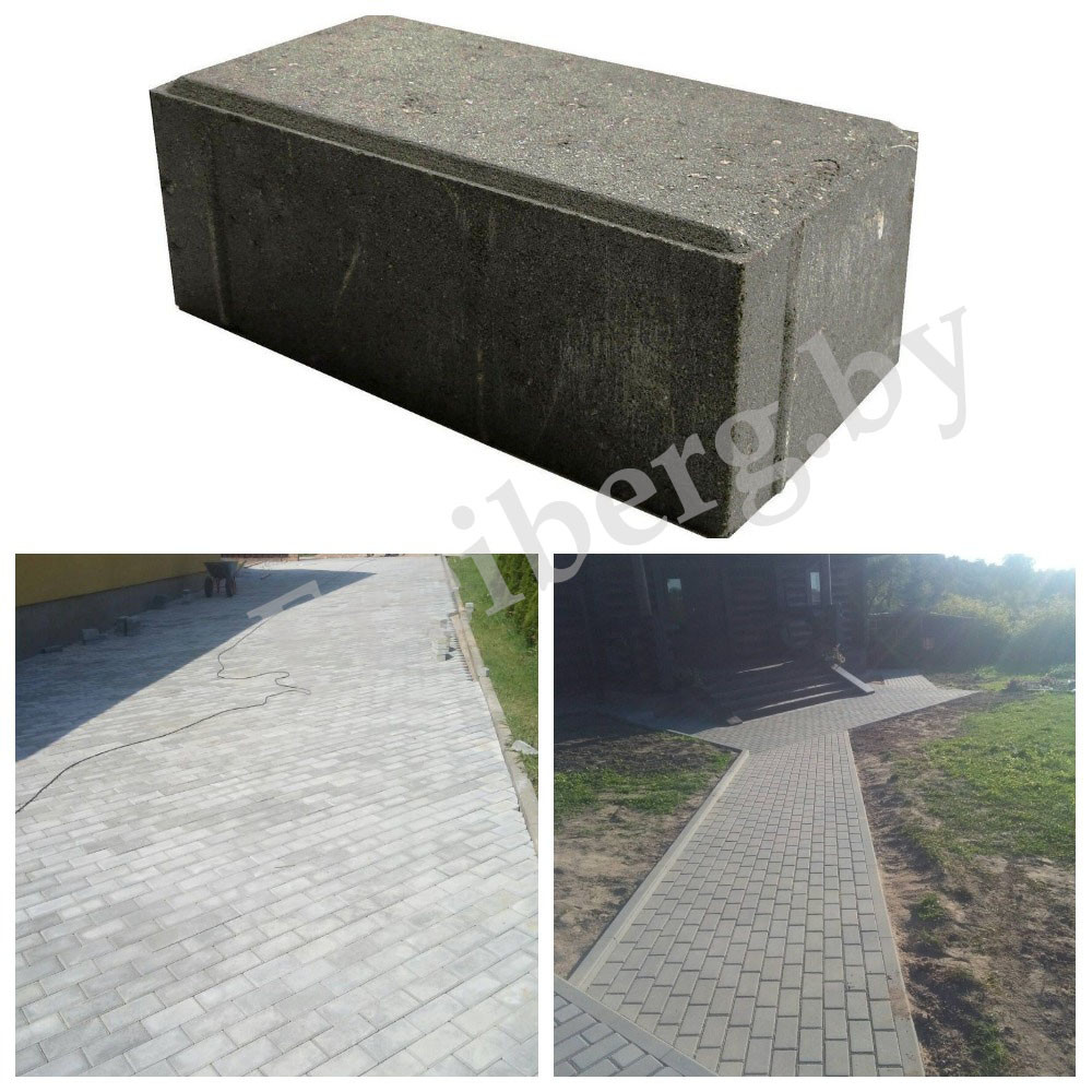 Плитка тротуарная Кирпичик 80 мм серый - фото 1 - id-p42062725
