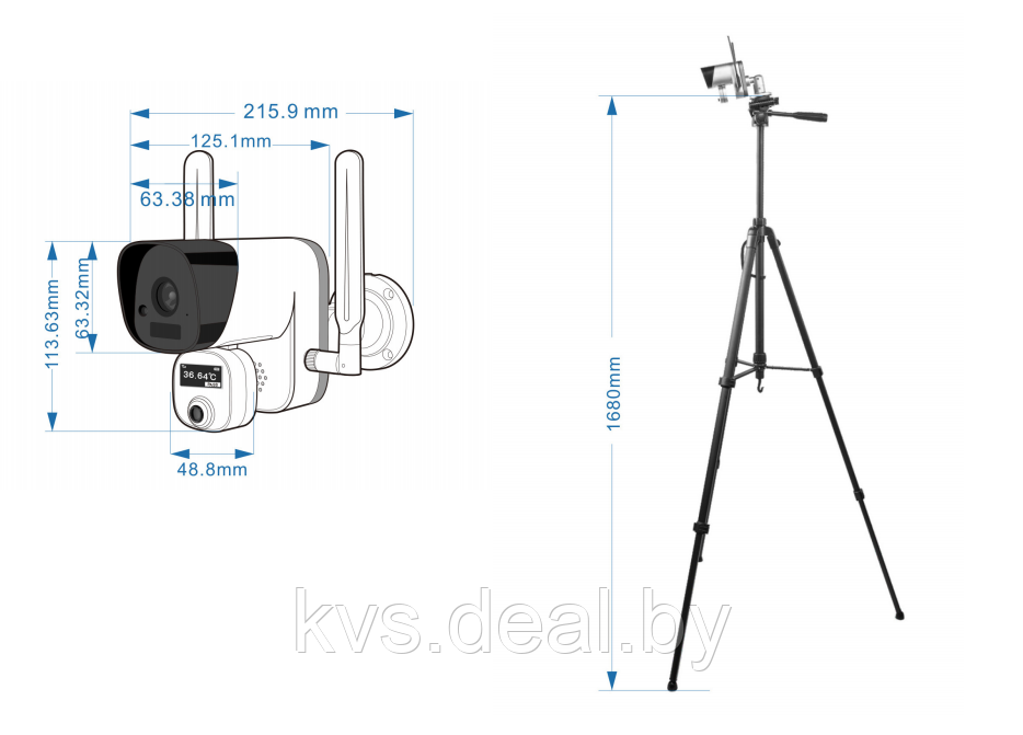 Wi-Fi камера с измерением температуры тела ZN-T3 в комплекте с триподом - фото 1 - id-p148940166