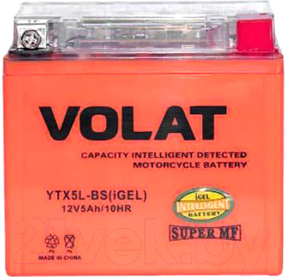 Мотоаккумулятор VOLAT YTX5L-BS iGEL R+ (5 А/ч) (114x71x106)