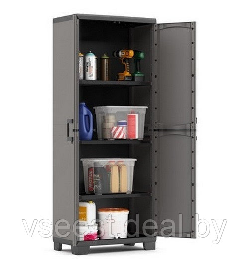 Шкаф пластиковый высокий UP KETER, серо-черный, 241066 ( spr) - фото 3 - id-p149011630