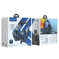 Наушники Hoco W102 полноразмерные игровые с микрофоном (2 м.,USB+3,5 мм)  цвет: синий