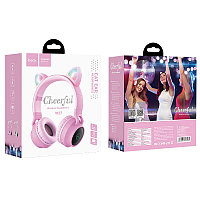Наушники Hoco W27 полноразмерные с микрофоном (1.2 м) цвет: розовый