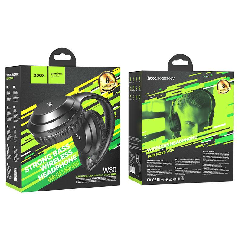 Беспроводные наушники Hoco W30 полноразмерные с микрофоном цвет: черный - фото 1 - id-p43713395