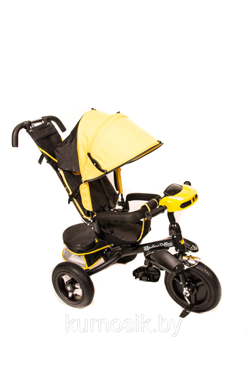 Детский велосипед трехколесный Kinder Trike (поворотное сиденье, надувные колеса 10/12) желтый - фото 1 - id-p149013681