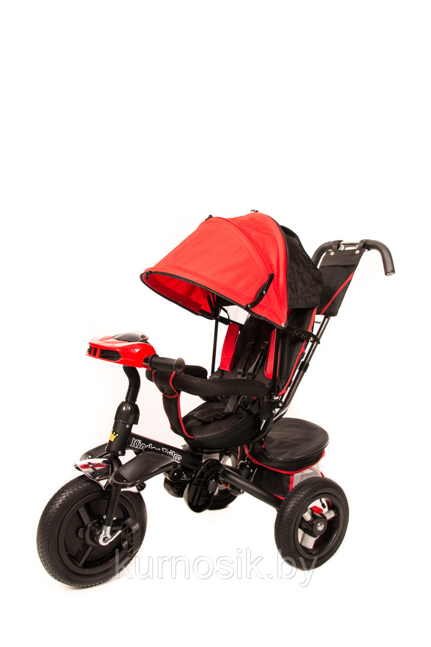 Детский велосипед трехколесный Kinder Trike (поворотное сиденье, надувные колеса 10/12) красный