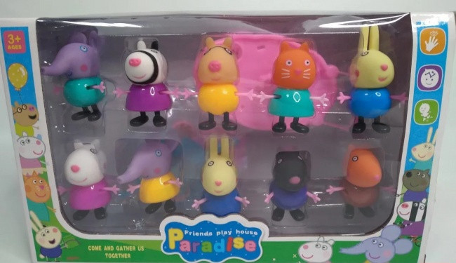 Друзья Свинки Пеппы набор фигурок 10 в 1 + тележка с мороженым