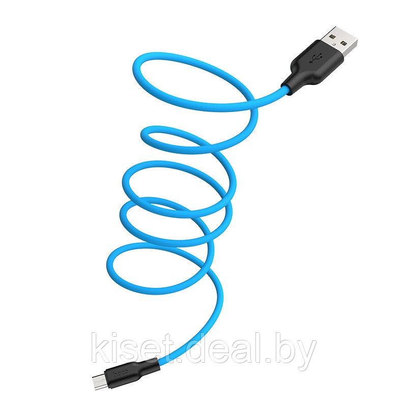 Кабель HOCO X21 Plus Micro-USB 2.4A 1m голубой - фото 1 - id-p149015876