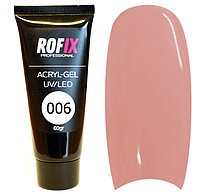 Акрилгель (Полигель) для наращивания и моделирования ногтей Acryl Gel Оттенок - 006, 60гр (Rofix)