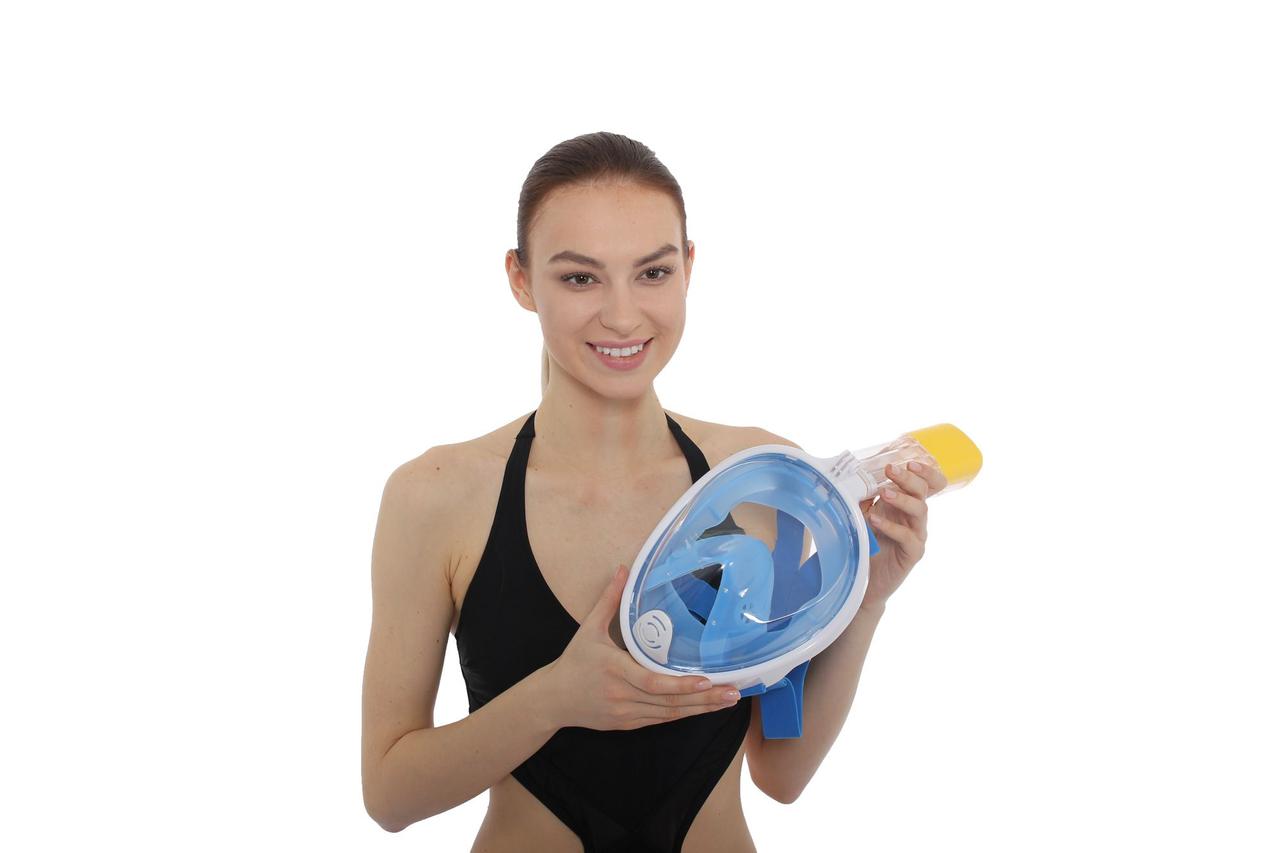 Маска для плавания полнолицевая, голубая, S/M - фото 3 - id-p149033527